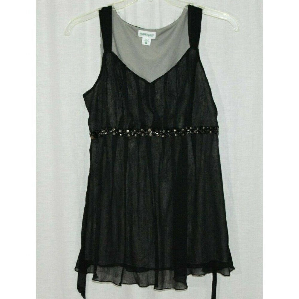 Motherhood Maternity Black Shear Beaded Tank
